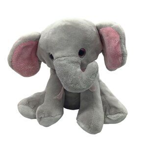 Gray Elephant Plush Stuffed Animal Pink Ears Soft Cuddly This & That NO TAGS